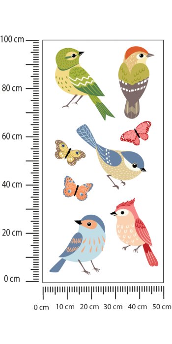 Naklejki ZESTAW wzór kolorowe ptaki motyle