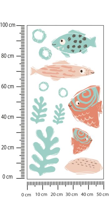 Naklejka Naklejki NA ŚCIANĘ kolorowe wesołe rybki