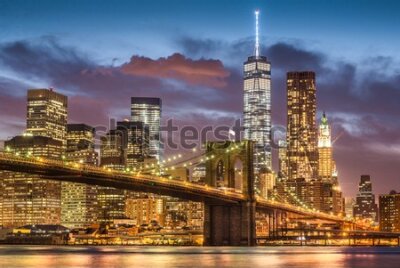 Fototapeta Widok na most Brookliński nocą