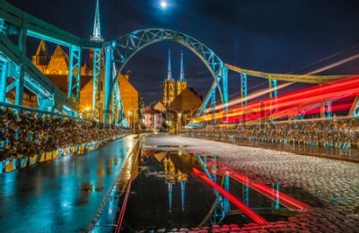 Fototapeta Most we Wrocławiu nocą